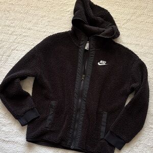 Nike Kids Black Sherpa Zip-Up Hoodie Jacket